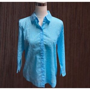 Studio SW Works Women's Blue Button Up Blouse
